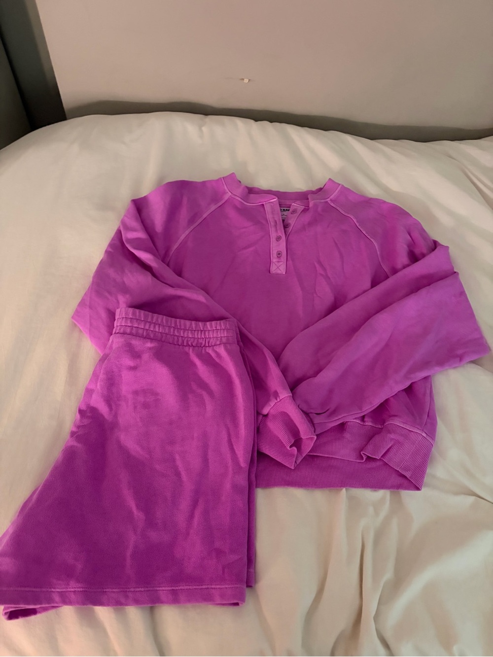 Women’s Purple Sweat Set - Cozy Henley Top & Shorts